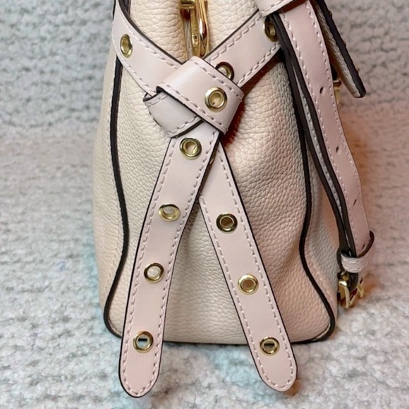 Michael Kors Bristol Studded Leather Satchel Crossbody Purse Shoulder Bag Pink - Picture 7 of 16